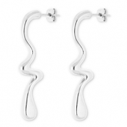 Pendientes Acero Inox gota Plateado