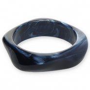 Pulseras bangle de resina Azul oscuro-blanco