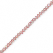 Abalorios faceteados disco 4x3mm Rosa claro-revestimiento pearl shine