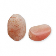 Piedra semipreciosa &Aacute;gata &oacute;valo Rojo coral-blanco