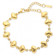 Pulseras Acero Inox coraz&oacute;n Dorado