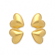 Pendientes Acero Inox coraz&oacute;n Dorado