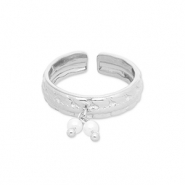 Anillos Acero Inox con perlas Plateado-blanco
