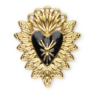 Colgantes Acero Inox sagrado coraz&oacute;n Dorado-negro