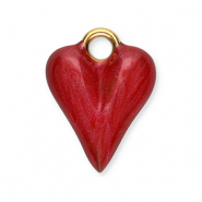 Colgantes Acero Inox coraz&oacute;n Dorado-rojo
