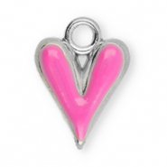 Colgantes Acero Inox coraz&oacute;n Plateado-rosa