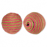 Abalorios acr&iacute;licos 22 mm con cord&oacute;n encerado Verde oliva-rosa oscuro