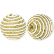 Abalorios acr&iacute;licos 22 mm con cord&oacute;n encerado Verde oliva-blanco