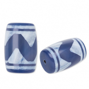 Piedras naturales abalorios Calcedonia tubo ola Azul-blanco