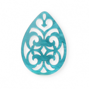 Colgantes de resina gota barok 38x27mm Azul Atol&oacute;n