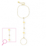 Pulseras anillo Acero Inox coraz&oacute;n Dorado-cristal