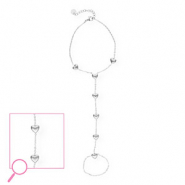 Pulseras anillo Acero Inox coraz&oacute;n Plateado