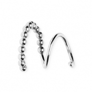 BY31® Pendientes espiral efecto doble acero Inox bolas Plateado