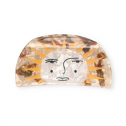 Accesorios pinza para el pelo sol con rostro Marr&oacute;n nacarado-blanco nacarado-ocre