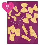BY31&reg; Tarjetas para joyer&iacute;a "Life is full of pasta-bilities" Magenta p&uacute;rpura-amarillo