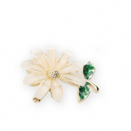 Broches flor Blanco-verde-dorado