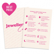 BY31&reg; Tarjetas de joyer&iacute;a "Jewellery care" Ingl&eacute;s Blancuzco-rosa