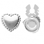 Cubrebotones Acero Inox coraz&oacute;n Plateado