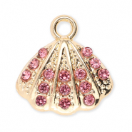 Colgantes met&aacute;licos concha con strass Dorado-rosa