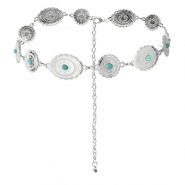 Cadena para la cadera bohemios Plateado-turquesa
