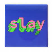 BY31&reg; Azulejo decorativo con frase "Slay" Azul-verde-rosa