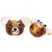 Abalorios de vidrio a mano oso Marrón transparente-blanco-negro