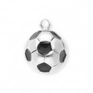 Colgantes Acero Inox f&uacute;tbol Plateado-negro