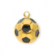 Colgantes Acero Inox f&uacute;tbol Dorado-negro