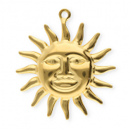 Colgantes Acero Inox sol con rostro Dorado