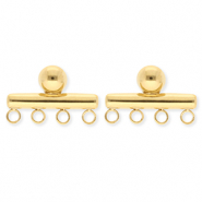 BY31&reg; Fornituras Acero Inox pendientes barra con 4 anillas Dorado