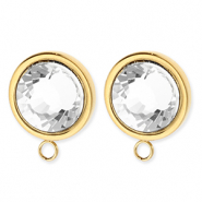 BY31&reg; Fornituras Acero Inox pendientes redondos con cristal con anilla Dorado-cristal