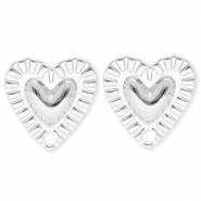 BY31&reg; Fornituras Acero Inox pendientes coraz&oacute;n con anilla Plateado