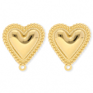 BY31&reg; Fornituras Acero Inox pendientes coraz&oacute;n con anilla Dorado