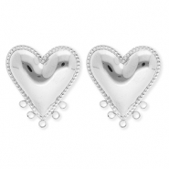 BY31&reg; Fornituras Acero Inox pendientes coraz&oacute;n con 5 anillas Plateado
