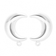 BY31&reg; Fornituras Acero Inox pendientes luna con anilla Plateado