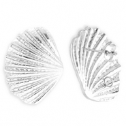 BY31&reg; Fornituras Acero Inox pendientes concha con anilla Plateado