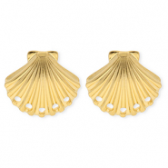 BY31&reg; Fornituras Acero Inox pendientes concha con 5 anillas Dorado