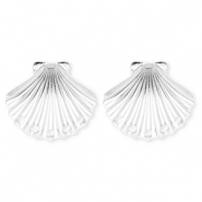 BY31&reg; Fornituras Acero Inox pendientes concha con 5 anillas Plateado