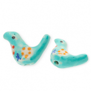 Abalorios de cer&aacute;mica p&aacute;jaro Turqueza-multicolor