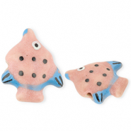 Abalorios de cer&aacute;mica pez Rosa vintage-azul-negro