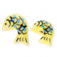 Abalorios de cer&aacute;mica pez Amarillo-azul-negro