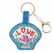 Llavero conchas "LOVE" Dorado-azul-verde-blanco-rojo