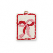 Colgantes de tela hechos a mano lazo Blanco-rosa-rojo-dorado