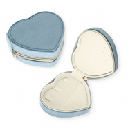 Caja de joyer&iacute;a para viaje coraz&oacute;n Gris azulado