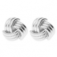 Pendientes llamativos puño de mono con perno de acero inox Plateado