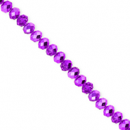 Abalorios faceteados disco 4x3mm P&uacute;rpura oscuro-revestimiento pearl shine