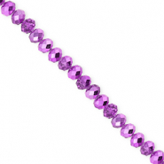 Abalorios faceteados disco 4x3mm P&uacute;rpura-revestimiento pearl shine