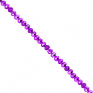 Abalorios faceteados disco 3x2mm P&uacute;rpura oscuro-revestimiento pearl shine