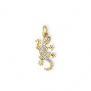 Metal TQ lat&oacute;n colgante lagarto con strass Dorado-transparente