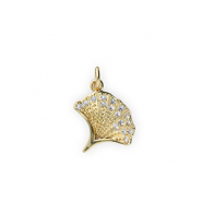 Metal TQ lat&oacute;n colgante hoja Ginkgo con strass Dorado-transparente
